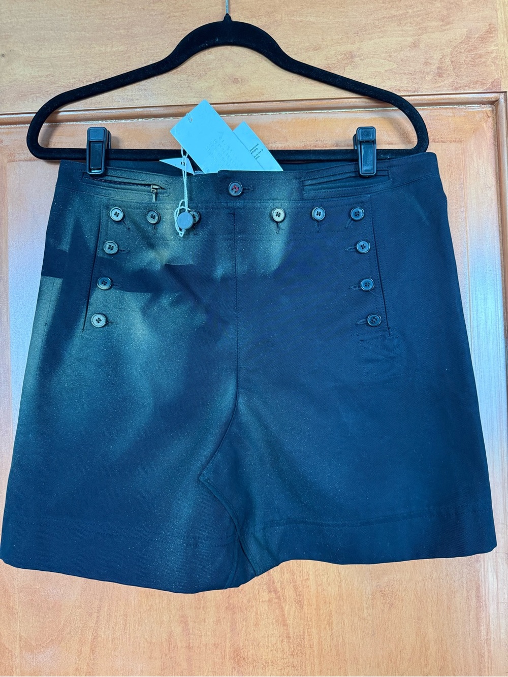 Maison Margiela 2014 Black Gold-Accented Button-Front Skirt NWT IT 40